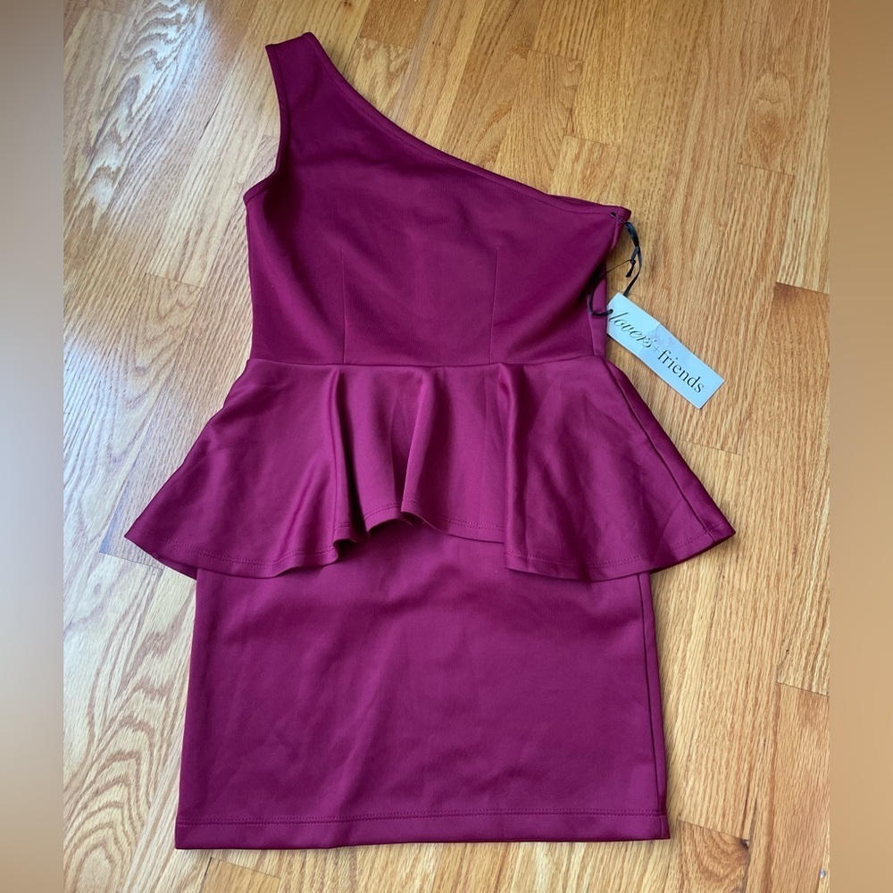 NWT! Lovers + Friends Peplum One Shoulder Bodycon Sheath Dress - Picture 3 of 10